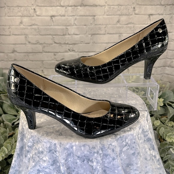 Life Stride Soft System “Parigi” Black Faux Croc Dress Heels WMS 9M🖤Like New - Picture 4 of 9